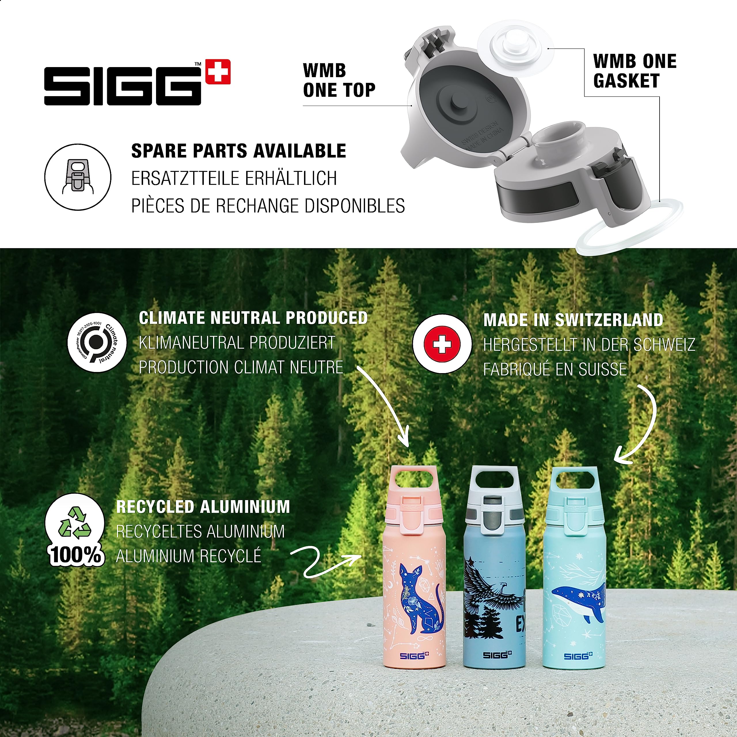 SIGG - Kids Water Bottle - WMB ONE Eagle - Leakproof - Lightweight - BPA Free - Sports & Bike - 20 Oz Blue